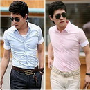 Hot Summer Double Collar Men's Casual Short Sleeve Dress Shirt 2 Colors UY228
