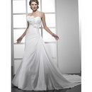 Strapless Floor-Length Sleeveless Taffeta A Line Wedding Dresses
