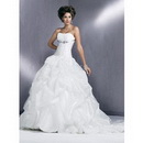 For Brides W1008 A - Line Chapel Train Satin Chiffon Embroidery Wedding Tull Dress