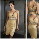 Free Shipping TLF548 Luxury Beaded V-neck Cocktail Dress