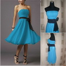 Elegant+blue Chiffon Kneel-Length Cocktail Dress +free Shipping