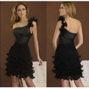 CK514 Free Shipping! New Collection Satin/Chiffon One-Shoulder Ruffle Cocktail Dress