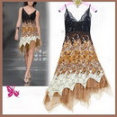 06212BR Free Shipping 2011 Prom Sexy Brown Fashion Lace Straps Cocktail Dress