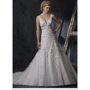 Free Shipping! Stunning Custom-made Luxury Lace Motif Embroidered Full A Line Wedding Dress
