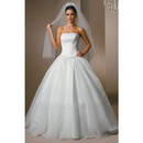 Free Shipping! Elegant Custom-made Gathered Organza Full A Line Wedding Dress Adorned With Beadwork