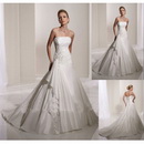 Leading Style Satin Strapless Appliqued A Line Wedding Dresses