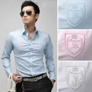Mens Shirt Fit Slim Embroidery Pink/Blue/White Men's Slim Shirts S M L Black White ST09