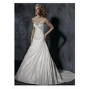 Free Shipping-taffeta Sweetheart A Line Ruched Skirt with Chapel Train A Line Wedding Dress