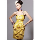 2011 Hot Elegant Yellow One Shoulder Short Dresses,Party Dresses, Cocktail Dresses with Big Crystals CCK019