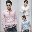 CHIC Men Luxury Slim Line Emboidery Dress Shirt 3Colors Size M L XL