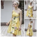 Coniefox Ready Made One-shoulder Printed Satin Mini Cocktail Dresses 80292