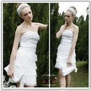 Coniefox White Wrap Knee-length Short Cocktail Dress 80510
