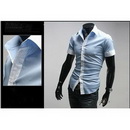 10/lotNew Mens Shirts Short Sleeves Slim Fit Stylish Dress Shirts Colour:Blue,White,Black US Size:XS,S,M