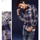 Free Shiping Men's Long Sleeve Shirt Mens Slim Fit Casual Checked Pattern Mens Shirts