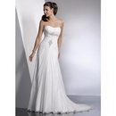 Slim Line Gown Corset Closure Chiffon Jeweling Soft Flowing New Chapel Train Custom MadeWedding Dress Wedding Dresses