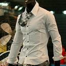 Free Shipping Men's Shirts Long Sleeve Mens Slim Fit Stylish Mens Dress Shirts Colour:White Size:XS,S,M M026-08