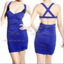 5pcs! Free Shipping! Sexy Fashion Cleavage Cocktail Dress Xa204-1 Blue