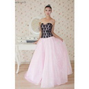 Elegant Lace Pink&Black Prom Party Bridal Evening Wedding Dress JH955