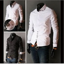 Free Shipping 2011 New British Fashion Elite Men's Classic Decorative Stylish Patched Dress Men's Slim Shirts Black White