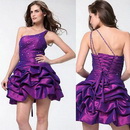 TLF50Z New Arrival Purple Taffeta Ruched One Shoulder Cocktail Dress