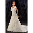 Neckline with Short Appliqued A Line Wedding Dress 1324 Elegant Tulle Jewel