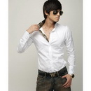 2010 New White Black Red Men Slim Fit Silk Sleeve&Collar Stylish Shirts M L XL XXL Free Shipping
