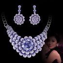 Bridal Jewelry Set Purple Flower Swaroki Crystal Necklace Evening Dress Bridemaid Gown Accessories Christmas Wedding Gift
