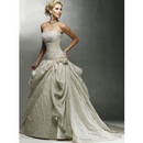 A Line Wedding Dresses Strapless Chapel Train Bridal Wedding Ball Gown Prom Dress 272
