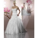 Sweetherat Strapless A Line Wedding Dresses Bridal Gowns Floor Length Chapel Train Lace Applique Hot