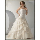 Freeshipping Custom Made Ball Gown Off-shoulder Satin Floor-length Wedding Dress 5871