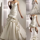2011 Newest Fashion Spaghetti Strap A-line Sweetheart Taffeta Ruffle Ivory White Bride Wedding Dresses Wedding Gown Bridal Gowns
