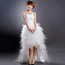 Small Trailing Wedding / Short in Front Drag / 804 Off-white Wedding Dress Short Paragraph