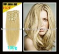 CLIP IN/ON HAIR EXTENSIONS , REMY INDIAN HUMAN HAIR EXTENSION #22 Medium Blonde 16" to 26" 8pcs/set 100g 5sets/lot