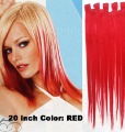 5 Sets/ Lot 20" X 32" Width 70g CLIP IN ON HAIR EXTENSIONS , REMY HUMAN HAIR EXTENSION #RED Red 7pcs/set