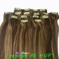 4 Sets/lot 20" 7pcs-set #4/27 Blend CLIP in On Hair Extension 70g 100% Human Hair Extensions Straight, Full Colors Assortable