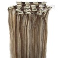 20inch 8pcs Clip In On 100% Remy Human Hair Extensions Medium Brown/Blonde #4/613 3sets Lot 100g/set 34" Wide Straight Extension