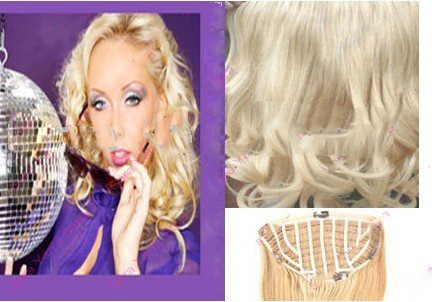 Free Shipping 14" 16" 18" 20" Wavy #613 One Piece Human Hair Clip In/on Extension