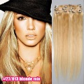20" Clip In/on Hair Extension, 100% Human Hair Extension,#27/613, 7pcs/set,70g/set