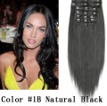 16" 18" 20" 22" 26" Optional CLIP IN/ON HAIR EXTENSIONS , REMY INDIANHUMAN HAIR EXTENSION #1B Natural Black 7pcs/set 70g