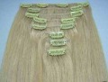 Free Shipping 20" 8 Pcs HUMAN HAIR CLIPS ON IN EXTENSIONS #613,100g The Best Christmas Gift for Ladies