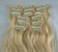 28" 7pcs Wavy Human Hair Clips in On Extension # 613,140g, The Best Gift for Ladies