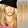 20" Clip In/on Hair Extension, 100% Human Hair Extension,#27/613, 8pcs/set,100g/set