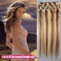 20" Clip In/on Hair Extension, 100% Human Hair Extension,#6/613, 7pcs/set,70g/set