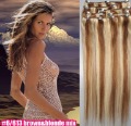 18" Clip In/on Hair Extension, 100% Human Hair Extension,#6/613, 7pcs/set,70g/set