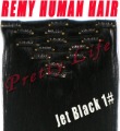 18inch 7pcs 100% Remy Human Hair Clip In/On Extensions,70g 15clips,32"wide,Free Shipping,JET BLACK 1# 1 Set/lot