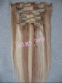 (7Pcs 70g)/Set,16'',Color:#6/613 Medium Brown Mix With Bleach Blonde.100% Chinese Remy Human Hair,Clip On Hair Extension.