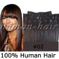 20" Clips On Human Hair Extension #2 Dark Brown Color 100gram 8pcs/pack