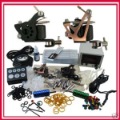 Tattoo Kit 2 Guns Power Supply Ink Needles Grips Tips