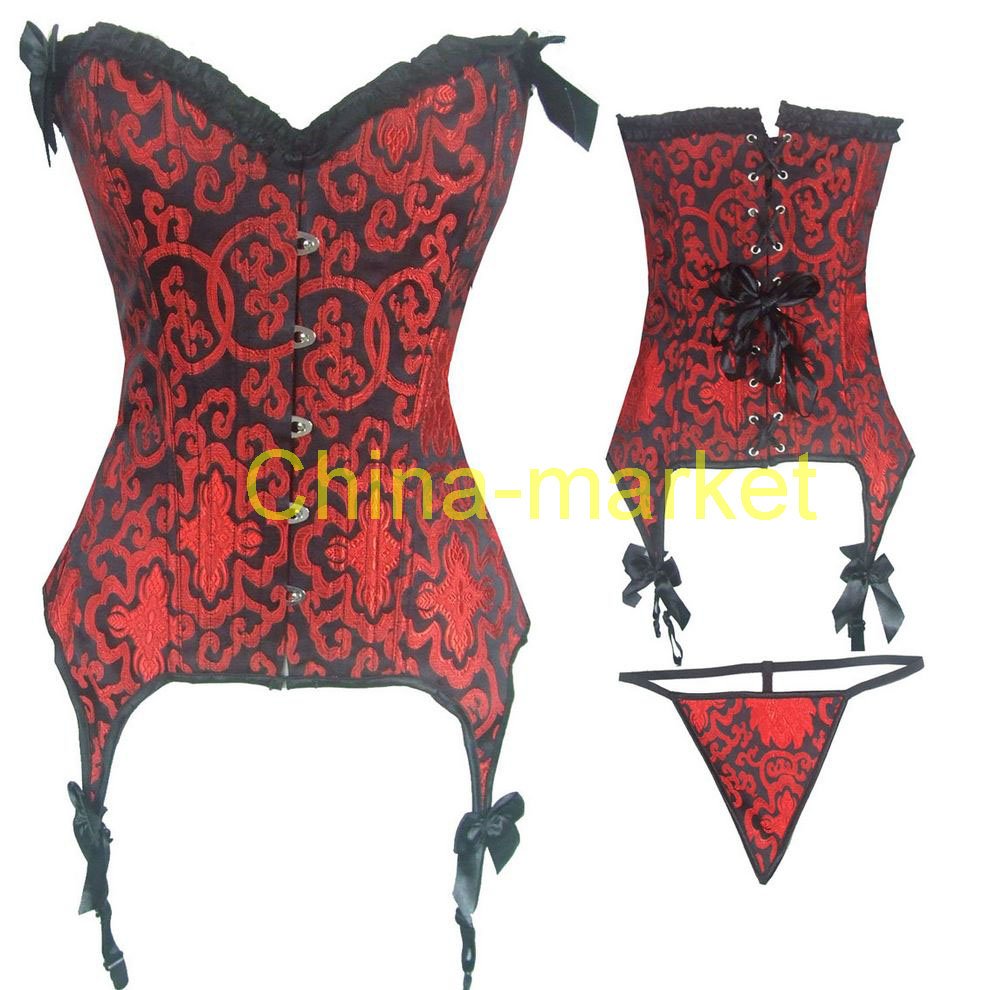 Sexy Lingerie Bustier Corset + G-String 2006 Red & Free Shipping