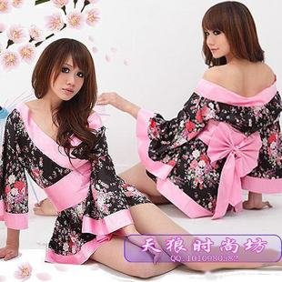 Sexy Lingerie Satin Print Kimono 9841